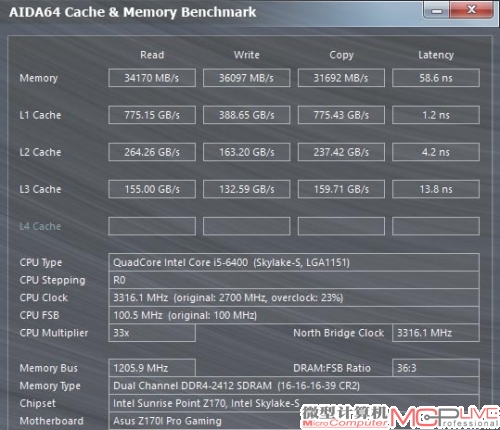 Core i5 6400内存与缓存性能